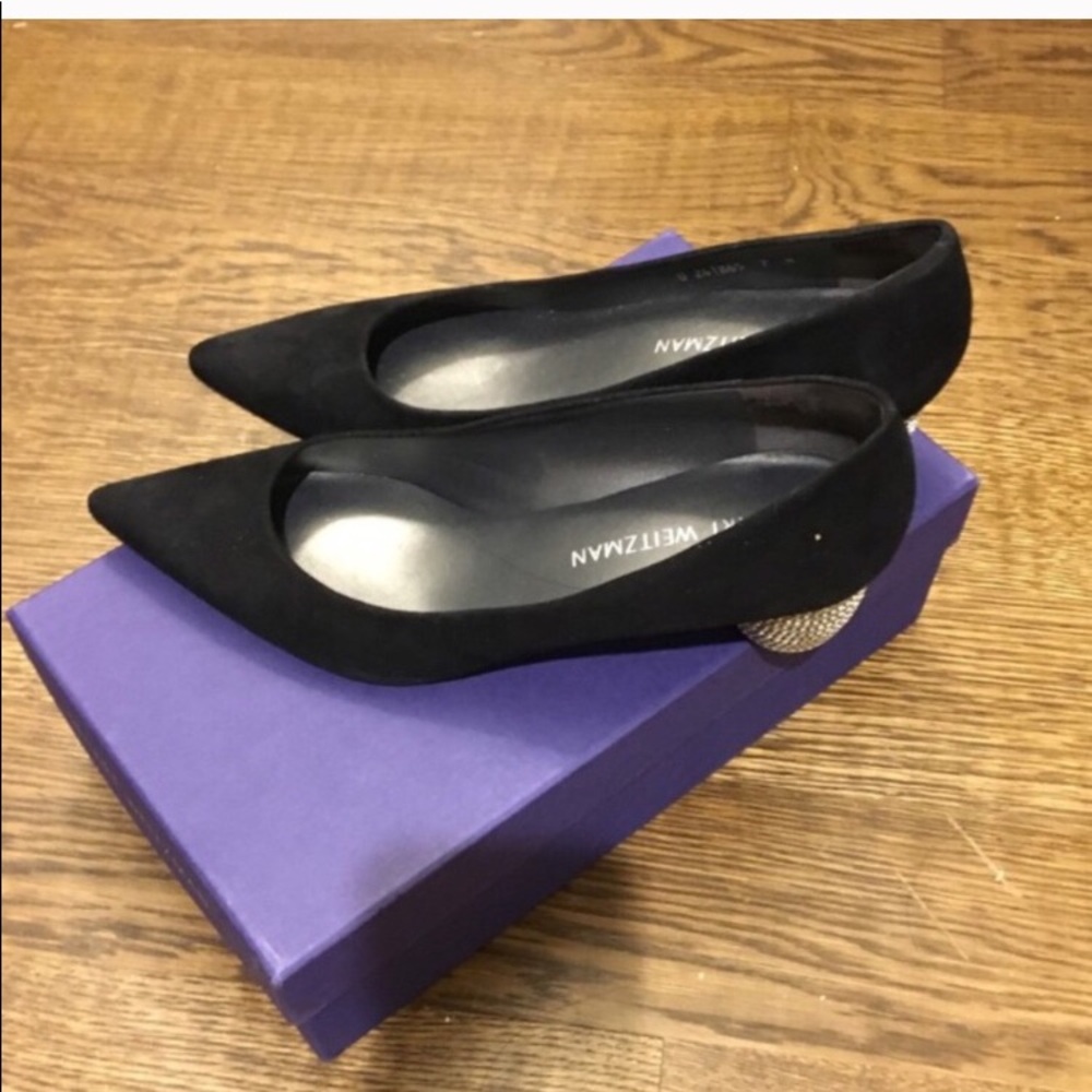Stuart Weitzman Black Pocoglobe Crystal Pumps